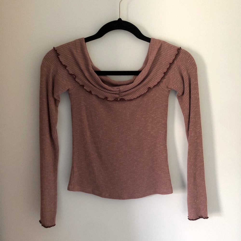A&F Off-the-Shoulder Ruffle Top - Mauve